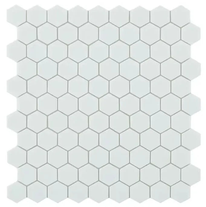 GLASS TILE HEXAGON WHITE VANILLA 1" X 1" - 910