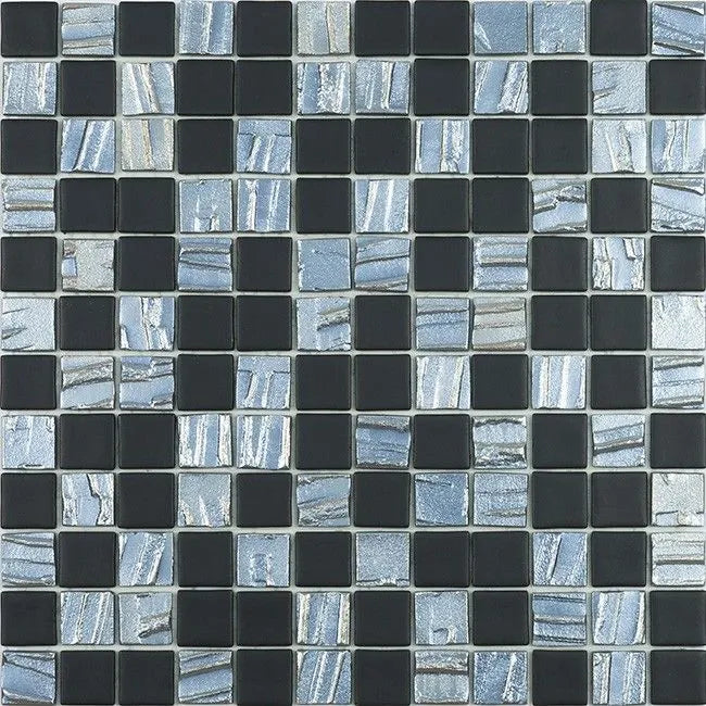 GLASS TILE SILVER MIX 1" X 1" - FALLING STAR