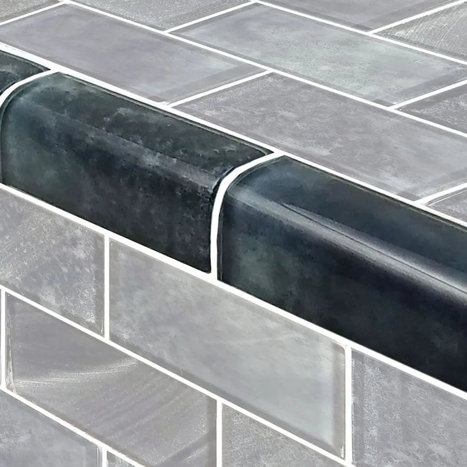 GLASS TILE TRIM - STRATUS GRAY - TRIM-GS84896B2